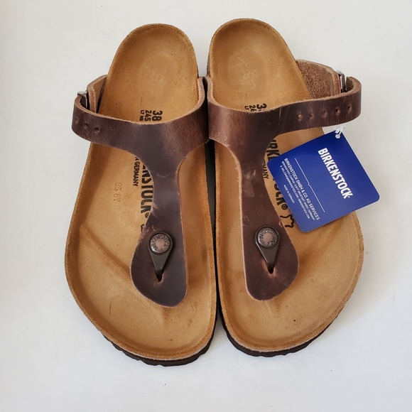 Birkenstock Shoes - New Birkenstock Gizeh Tobacco Leather Sandals